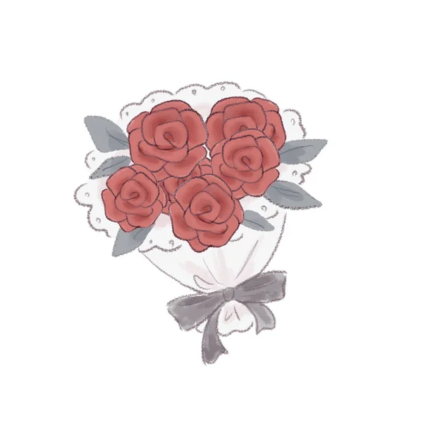 Bouquet Rose Sfondo Bianco — Vettoriale Stock