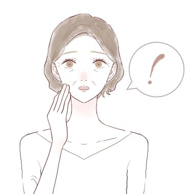 Şaşırmış orta yaşlı bir kadın. Beyaz bir arkaplanda.