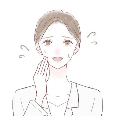 Laboratuvar önlüklü kadın gülüyor. Beyaz bir arkaplanda.