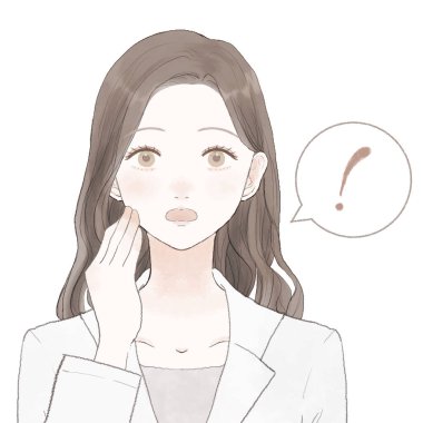 Şaşırdım, beyaz önlüklü kadın. Beyaz bir arkaplanda.