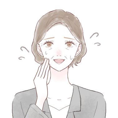 Takım elbiseli orta yaşlı kadın gülüyor. Beyaz bir arkaplanda.