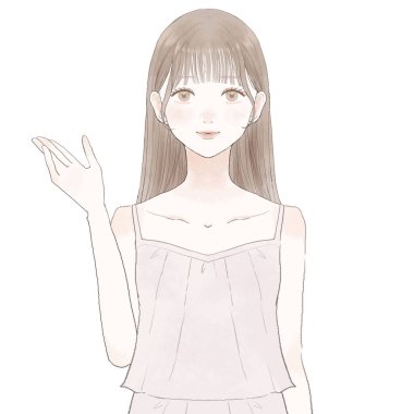 Rehberlik eden kadın. Beyaz arkaplanda.