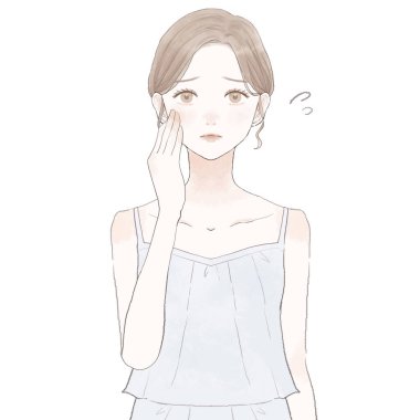 Cilt bakımına ihtiyacı olan bir kadın. Beyaz arkaplanda.