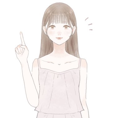 Parmaklarıyla açıklama yapan bir kadın. Cilt bakımı. Beyaz arkaplanda.