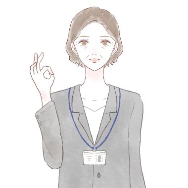 Takım elbiseli orta yaşlı bir kadın ve üzerinde 