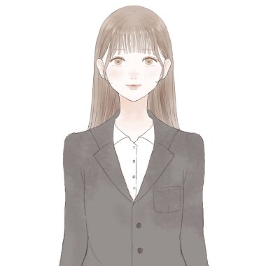 Takım elbiseli kadın. Beyaz arkaplanda.