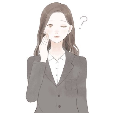 Takım elbiseli kadının şüpheleri var. Beyaz arkaplanda.