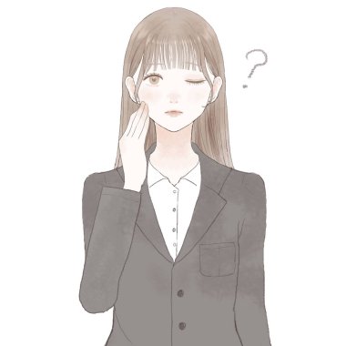 Takım elbiseli kadının şüpheleri var. Beyaz arkaplanda.