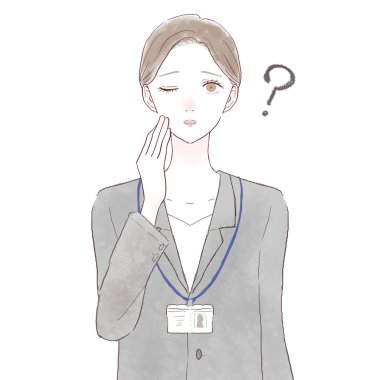 Takım elbiseli kadının şüpheleri var. Beyaz arkaplanda.