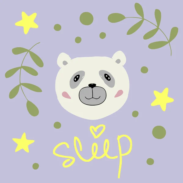 Portret Van Een Schattige Slaperige Panda Cartoon Stijl Handgetekende Vectorillustratie — Stockvector