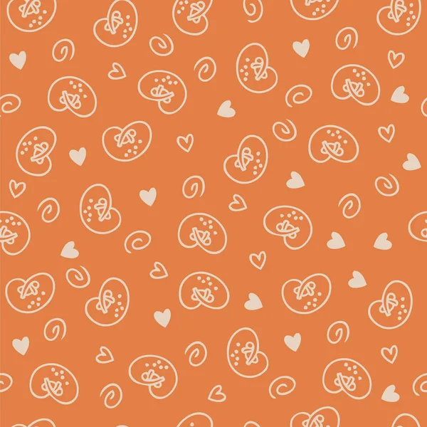 Doodle Seamless Pattern Pretzels Hearts Perfect Scrapbooking Textile Prints Hand — Stock Vector
