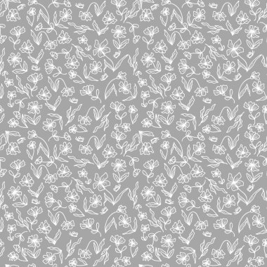 Kelebekli bir çiçek çayırının kusursuz yaz deseni. Kupür defteri, tebrik kartı, tekstil ve parmak izi için mükemmel. El çizimi illüstrasyon.