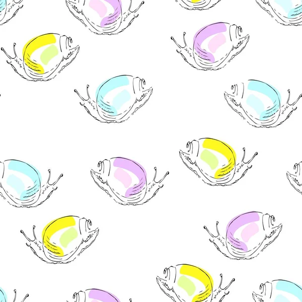 Hand Drawn Seamless Pattern Colorful Exotic Tropical Snails — Stock Photo, Image