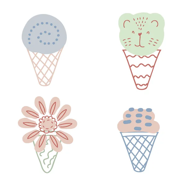 Set Helado Original Tigre Flor Diseño Para Camisetas Textiles Estampados — Vector de stock