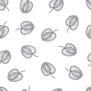 Soyut yaprakların karalama vektörsüz deseni. Kumaş, hatıra defteri, tekstil ve parmak izi için mükemmel. Dekor ve tasarım için el çizimi illüstrasyon.