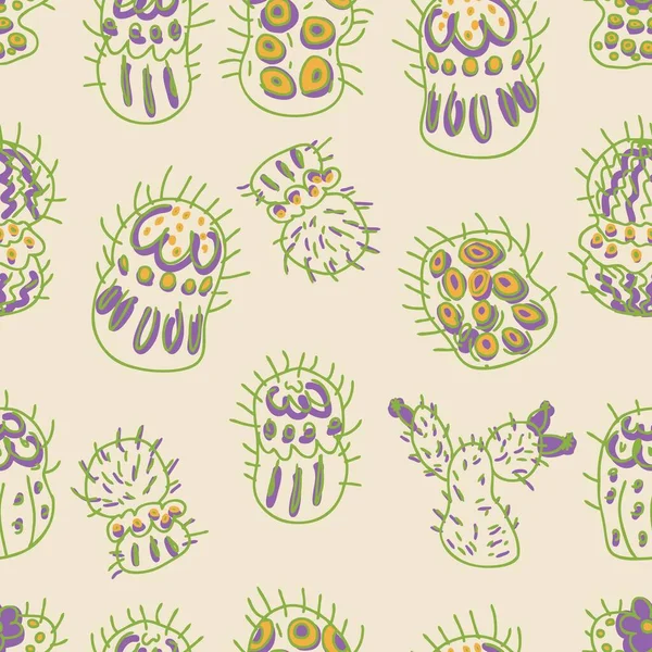 Vecteur Couleur Pastel Motif Sans Couture Gribouillis Cactus Parfait Pour — Image vectorielle