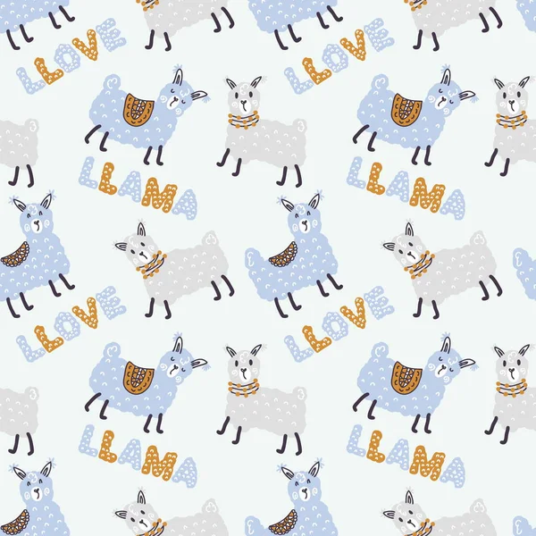 Pastellfarbenes Nahtloses Muster Von Lamas Und Text Llama Llove Perfekt — Stockfoto
