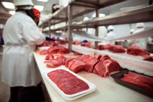 Meats of all types raw before it is packaged and shipped to stores and restaurant — Stock Photo, Image