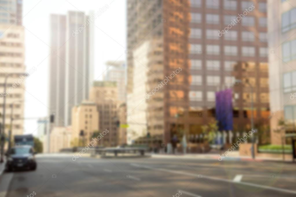 Bokeh blurred blurry background urban city business district buildings downtown skyscraper street