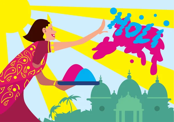 Holi festival, vektor illustration — Stock vektor