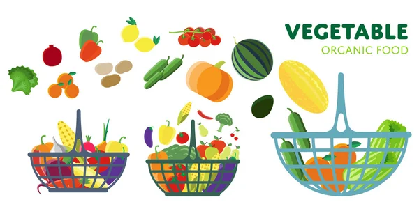 Légumes sur le panier, illustration vectorielle . — Image vectorielle