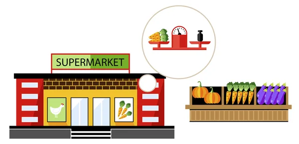 Local shop at the summer farmers market — Stock Vector