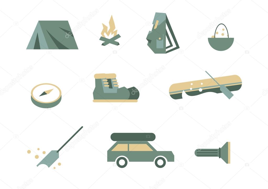 Camping equipment symbols.