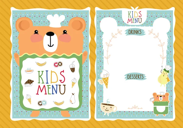 Modèle vectoriel de menu de repas coloré pour enfants — Image vectorielle