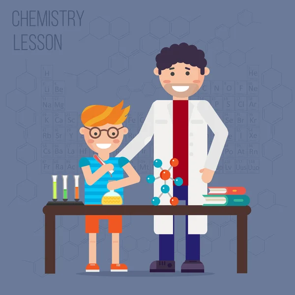 Kimya Laboratuvarı, eğitim kavramı — Stok Vektör
