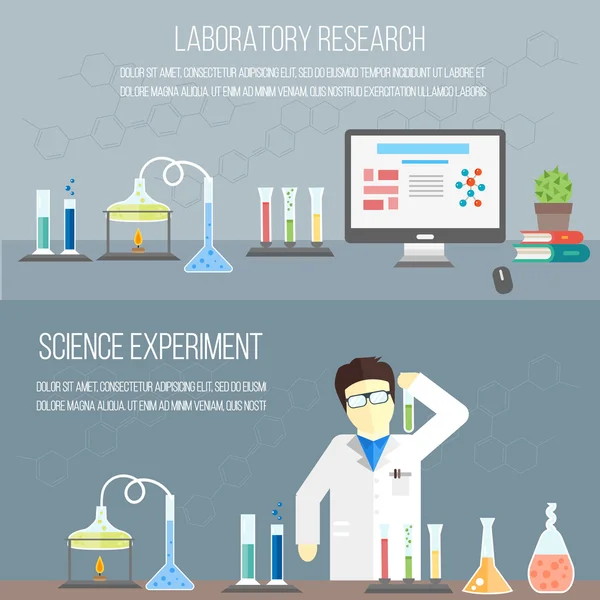 Kemiskt laboratorium, utbildning koncept — Stock vektor