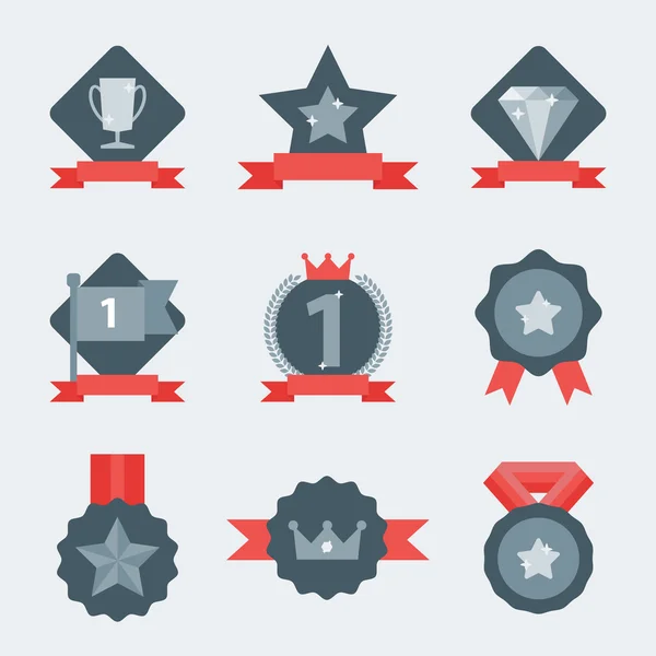 Conjunto de iconos de medalla y ganador . — Vector de stock