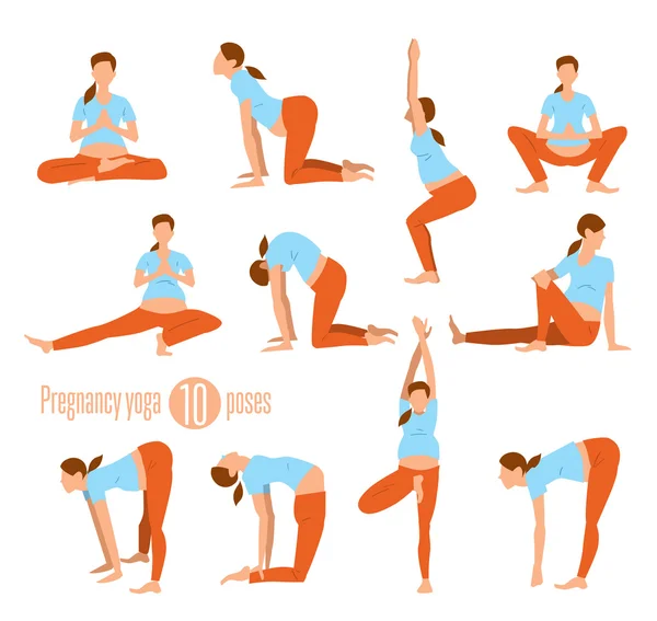 Yoga para mujeres embarazadas — Vector de stock