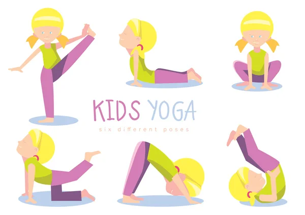 Yoga çocuklar ayarla, illüstrasyon vektör. — Stok Vektör