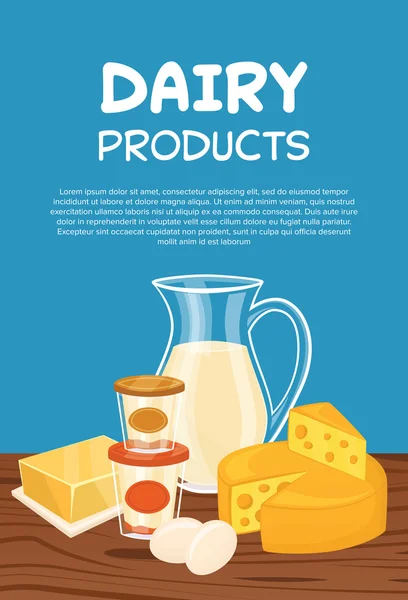Modello di poster vettoriale dei prodotti lattiero-caseari — Vettoriale Stock