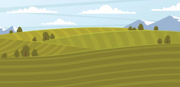 Campo de granja, ilustración vectorial — Vector de stock