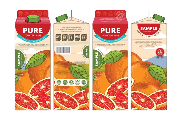 模板包装设计葡萄柚汁 — 图库矢量图片