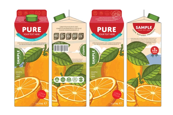 Vorlage Verpackungsdesign Orangensaft — Stockvektor