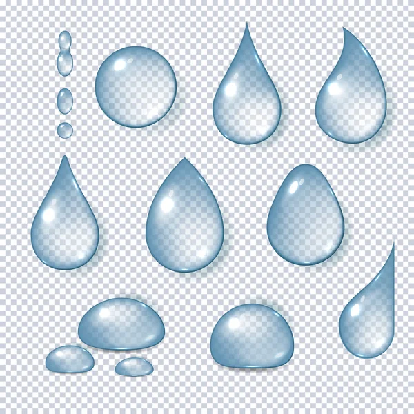 Gotas de água conjunto realista — Vetor de Stock