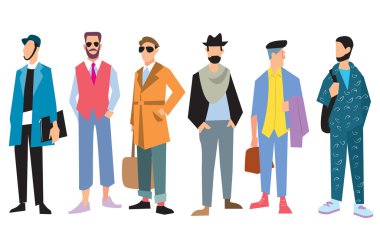 Moda giyim güzel genç erkekler, vektör