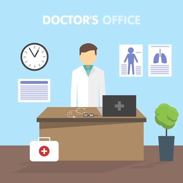 Workplace doctor, vector illustration — Stockvector