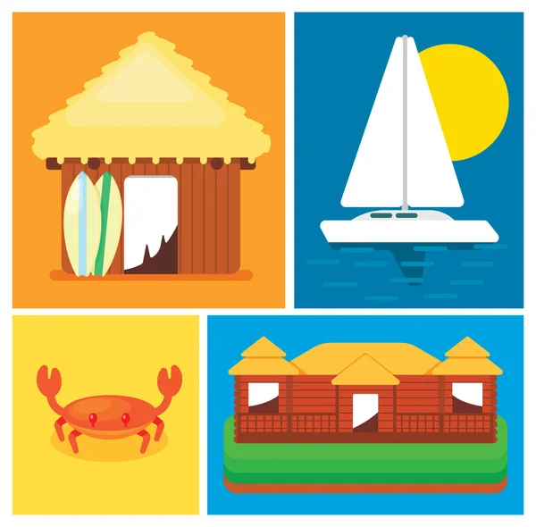 Elements of the concept leisure on island. — Stock Vector