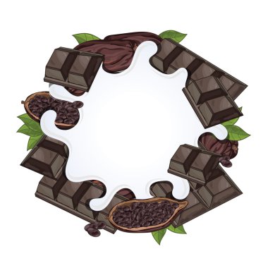 Yogurt splash isolated with chocolate, vector