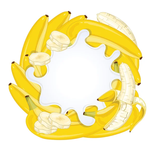Yogurt splash isolated with banana, vector — ストックベクタ