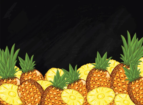 Ananászos gyümölcs összetétele palatboard, vektor — Stock Vector