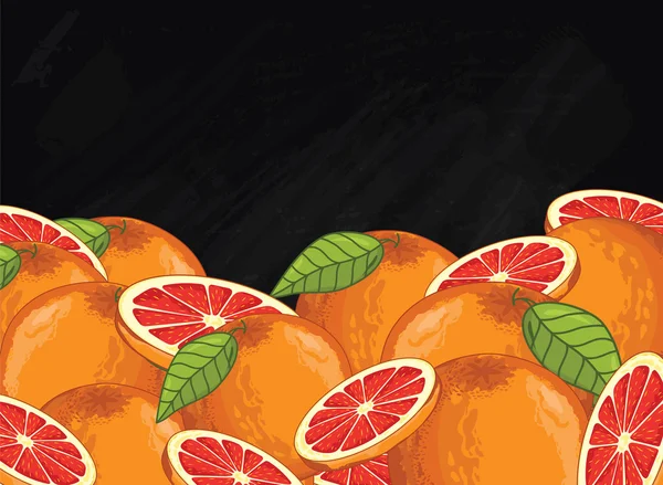 Grapefruit fruit composition on chalkboard, vector — Stock Vector