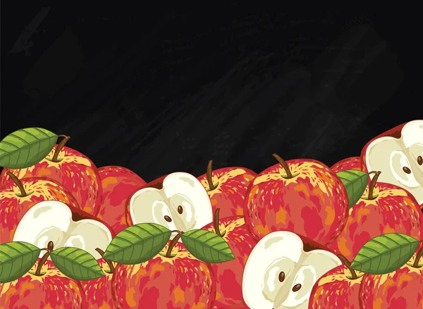 Composición de fruta de manzana en pizarra, vector — Vector de stock