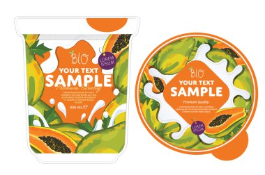 Papaya Yoğurt Ambalaj Tasarım Şablonu.