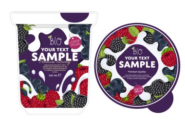 Wild berries Yogurt Packaging Design Template.