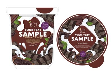 Çikolatalı Yoğurt Ambalaj Tasarım Şablonu.