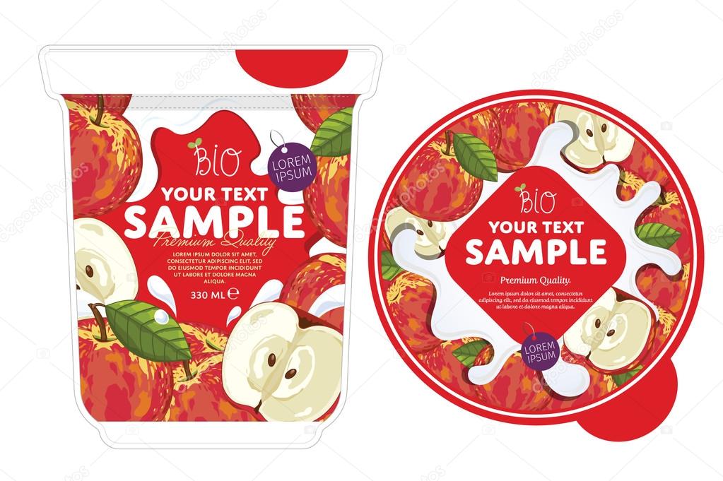 Download Apple Yogurt Packaging Design Template Vector Image By C Studioworkstock Vector Stock 106158774